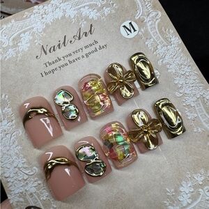 ( reserve for Chayln) Chic Gold and Multicolor Press-On Nails ( 4 sets )